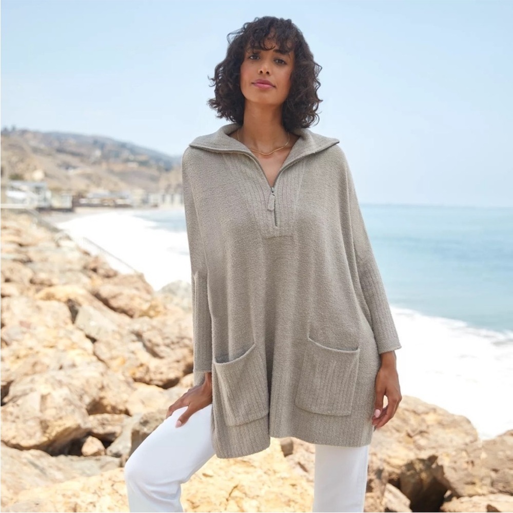 Barefoot Dreams Cozychic Lite Half Zip Poncho Quater Zip Loungewear Size S/M
